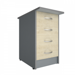 Тумба приставная (с замком) Рива А.ТП-4.2Ф-С Клен/Металлик / Riva А.ТП-4.2F-S