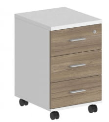 Тумба мобильная с тремя ящиками Сигма СГ.611.ВХ.ОД.М Белый Дуб темный / Sigma SG.611.WH.OD.M