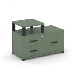 Тумба приставная сервисная с надставкой узкой CОНCЕПТ CН.ТСР-002 Б/В Кобо Черный / CONCEPT CN.TSR-002 B/W