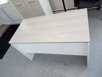 Стол прямой Дека ЛДСП каркас 75.06.12 Дуб Сантана светлый/Белый / Deka