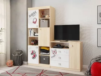 Стеллаж Энерджи МДЕ-03 Дуб сонома Белый / MDE-03