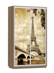 Шкаф-купе со стеклом Экспресс Дуо 1200х2200х Париж/Ясень шимо тёмный / 1200х2200h