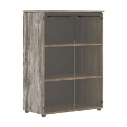Шкаф со стеклянными дверьми МОРРИС ТРЕНД ММC 85.2 Сосна Нордик Антрацит / MORRIS TREND MMC