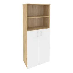 Шкаф высокий широкий (2 средних фасада ЛДСП) ОНИКС О.СТ-1.6 Тиквуд Светлый/Белый / ONIX O.ST-1.6