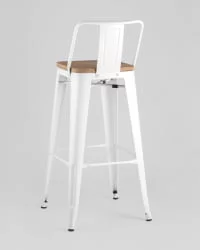 Стул барный Толикс Воод 75.5  со спинкой Белый / Tolix Wood