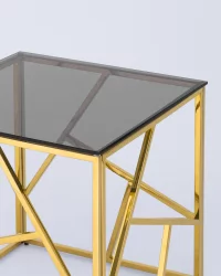 Журнальный столик АРТ ДЕКО 55кс55 Золото стекло смоке / 55x55 smoke