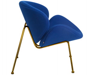 Кресло дизайнерское ДОБРИН ЕМИЛЙ (синяя ткань АФ6, золотое основание) / DOBRIN EMILY AF6,