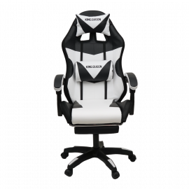Кресло 908 КИНГКУЕЕН цвет черный/белый с массажем и подсветкой 908-блаcк-вхите-масс / KINGQUEEN 908-black-white-mass