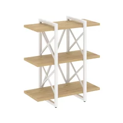 Стеллаж на регулируемых опорах - 3 полки ЛОФТ ВР.Л-МСТ.О-3.4В Металл белый Тиквуд светлый / LOFT VR.L-MST.O-3.4V