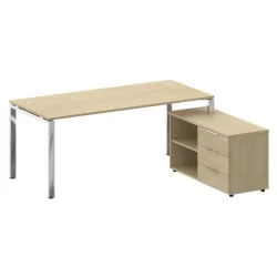 Стол рабочий руководителя с опорной тумбой левый МЕТАЛ СЙСТЕМ ДИРЕCТ БГ.СРТ-5.8 Пр Акация Лорка / METAL SYSTEM DIRECT