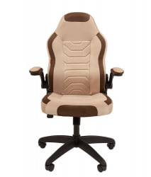 Кресло для геймеров CХАИРМАН ГАМЕ 50 блаcк Св.бежевый-коричневый / CHAIRMAN GAME black