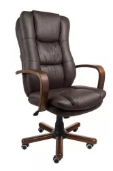 Кресло для руководителя АВ 123 Черное на дереве / AV