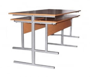 Стол обеденный универсальный с подвесами для 2 скамеек 1500х700 мм ЛДСП Серый/Металл Коричневый