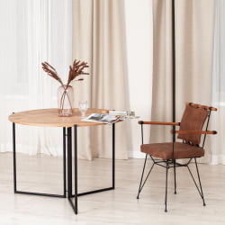 Раскладной стол ЙООП (мод. 1212) ЛДСП+меламин/металл, 100 кс 100 кс 72 см, сосна/черный / YOOP (mod. x x