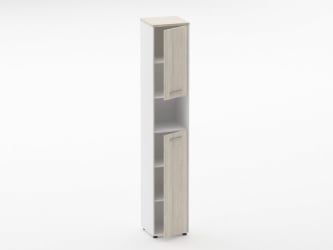 Шкаф 5 узкий закрытый, с нишей Дека 10.23.14Пр Дуб Сантана светлый/Белый / Deka