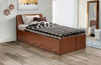 Кровать с ящиком с ящиками на уголках №5 ЛДСП 900*1900 Ясень Шимо светлый