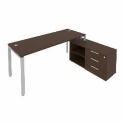 Рабочая станция на П-образном м/к с опорной тумбой правая Метал Сйстем Б.РС-СТС-2.5 Пр Венге/Серый / Metal System