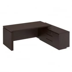 Стол руководителя на опорной тумбе МАРК МК 136 левый Дуб валенсия / MARK