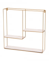 Полка Скуаре золотая Белый мрамор / Square