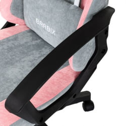 Кресло компьютерное БРАБИКС Форсер ГМ-127, 2 подушки, ткань, розовое/серое / BRABIX Forcer GM-127,