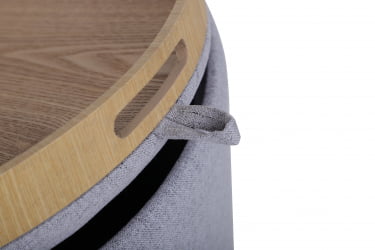 Пуф-столик с ящиком Хюгге Л рогожка Серый / L