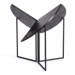 Раскладной стол ЙООП (мод. 1202) ЛДСП+меламин/металл, 100 х 100 х 72 см, черный мрамор/черный / YOOP (mod.