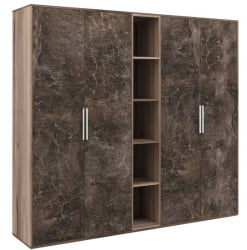 Шкаф высокий 4 створки, с нишей Б-ТОНЕ БТН36153442 Вяз Бетон темный / B-TONE BTN36153442