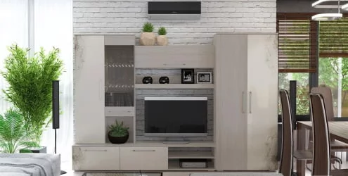 Стенка Мишель Ясень шимо/Бежевый глянец