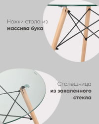 Круглый стол из стекла ЕАМЕС ДСВ НЕВ Д=80 прозрачный стеклянный / EAMES DSW NEW D=80
