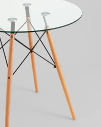 Круглый стол из стекла ЕАМЕС ДСВ НЕВ Д=80 прозрачный стеклянный / EAMES DSW NEW D=80