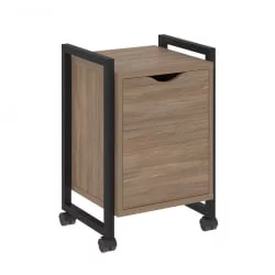 Тумба на колесных опорах с распашным фасадом ЛОФТ ВР.Л-Т2.К Металл черный Дуб Аризона / LOFT VR.L-T2.K
