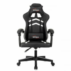Геймерское кресло БРАБИКС Шоотер ГМ-123, 2 подушки, экокожа, черное/белое / BRABIX Shooter GM-123,