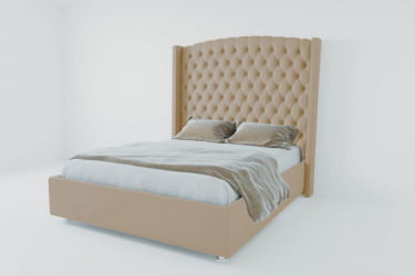 Мягкая интерьерная кровать &куот;Берлин Люкс&куот; без основания Материал фасада: Велюр; Спальное место: 2000х2000 мм; Цвет фасада: Светло серый; Цвет корпуса: Светло серый / "Берлин Люкс"