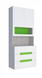 Стеллаж с ящиками Палермо Юниор 04  Белый глянец Ясень шимо светлый Зеленый