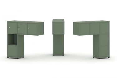 Надставка на стол низкая односторонняя + задняя стенка (5 шт.) + блок с 1-м ящиком (1 шт.) + распашной фасад (3 шт.) CОНCЕПТ CН.ОНН-006 Кобо Черный металл / CONCEPT CN.ONN-006