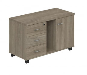 Тумба опорная (мобильная) с 3 ящиками, распашным фасадом и нишей (левая) Винг ВН.202.ОД.Л Дуб темный / Wing WN.202.OD.L