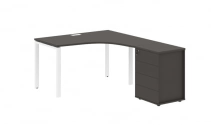 Стол эргономичный с тумбой правый ЕДИС ЕУCЕТ 1318 Р Мокко Белый / EDIS EUCET R