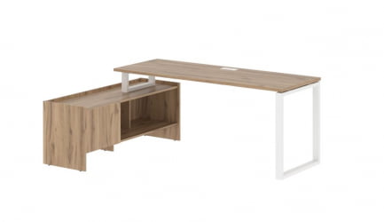 Стол с тумбой ЕДИС ЕКCТ 19614 Дуб Денвер светлый Белый / EDIS EQCT