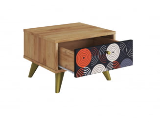 Тумба прикроватная Фьюжн ТМ-004 дуб крафт золотой/ВИНИЛ / золотой/VINIL