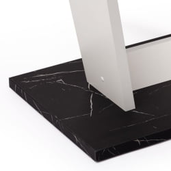 Стол обеденный ФОКС раздвижной ЛДСП, 68.6кс110-145кс75 см, Мрамор черный/Белый / FOX 68.6x110-145x75