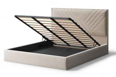 Кровать МИРА 2000*1400мм (без опор), велюр Бренди лайт 03 (бежевый), (б/основания, б/матраса)