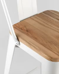 Полубарный стул Толикс Воод со спинкой Белый / Tolix Wood