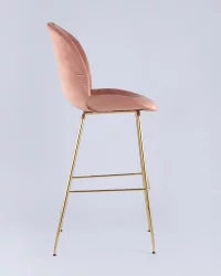 Стул барный Беетле Лите ПУ со спинкой Пудровый / Beetle Lite PU