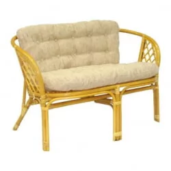 Диван Багама 2х местный, подушки светлые Бахама7 коньяк / Bahama7