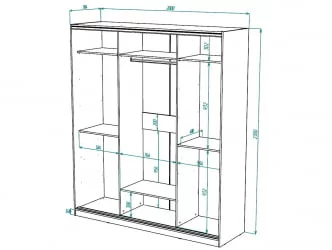 Шкаф-купе 3-х дверный Виктория 2000х584х2300, Дуб сонома светлый 20ДЛЗЛДЛЗЛДЛЗЛ-ЯЯПП-Дсс 310-3354