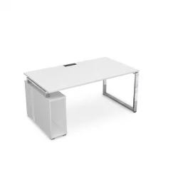 Стол с тумбой под системный блок ГЛОСС ЛИНЕ НССБ-О.996 Белый Премиум / GLOSS LINE