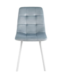 Комплект из четырех стульев Чиллй велюр серо-голубой ножки белые 4 шт. / Chilly
