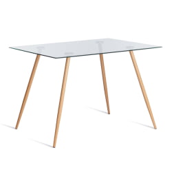 Стол СОПХИА (мод. 5003) металл/стекло (8мм), 110 х 80 х 75 см, бук/прозрачный / SOPHIA (mod.