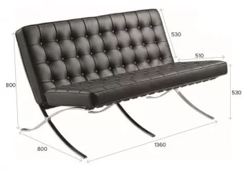 Диван с металлическими ножками Еверпроф Барселона - 2 экокожа Черный / Everprof Barcelona