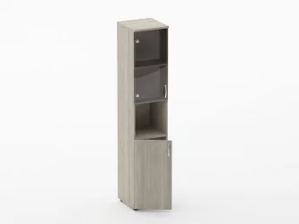 Шкаф высокий со стеклом и нишей Глассй 6.19.14Л Дуб сантана светлый / Glassy